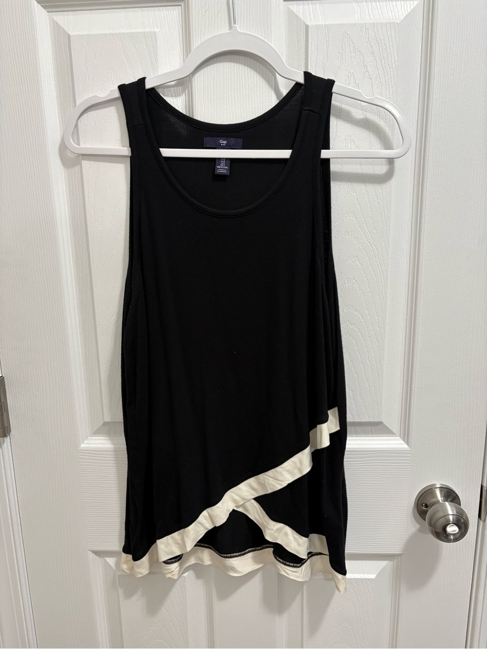GAP Black Tank Top with White Diagonal Trim